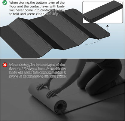 Foldable Yoga Mat 10MM Thick 75‘’x40‘“ Quick Fold Easy Storage