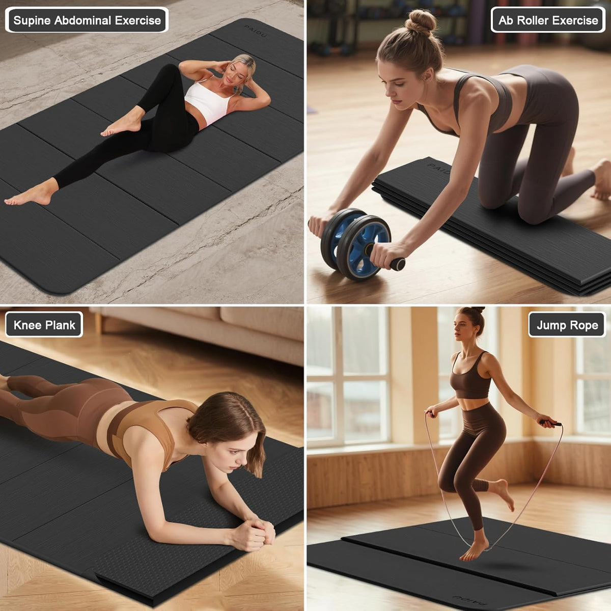 Foldable Yoga Mat 10MM Thick 75‘’x40‘“ Quick Fold Easy Storage