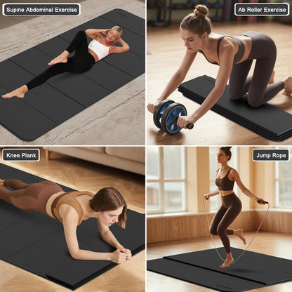 Foldable Yoga Mat 10MM Thick 75‘’x40‘“ Quick Fold Easy Storage