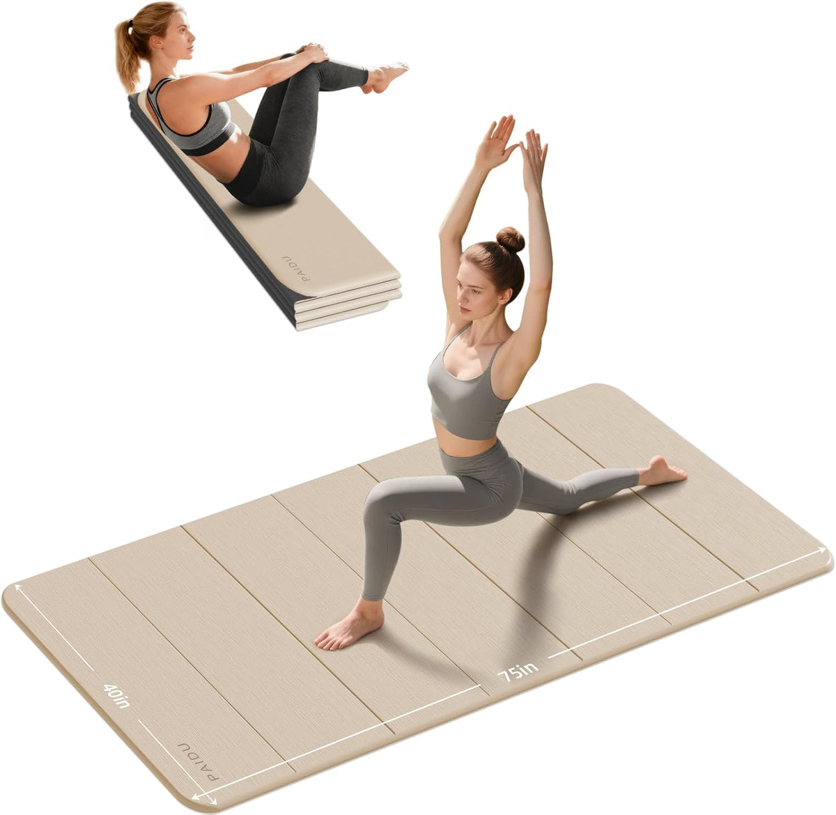 Foldable Yoga Mat 10MM Thick 75‘’x40‘“ Quick Fold Easy Storage