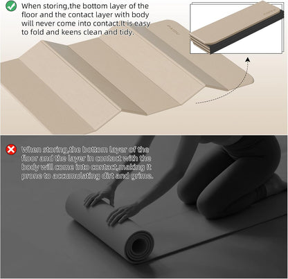 Foldable Yoga Mat 10MM Thick 75‘’x40‘“ Quick Fold Easy Storage
