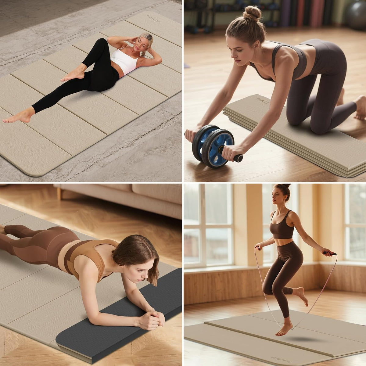Foldable Yoga Mat 10MM Thick 75‘’x40‘“ Quick Fold Easy Storage