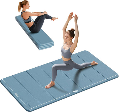 Foldable Yoga Mat 10MM Thick 75‘’x40‘“ Quick Fold Easy Storage