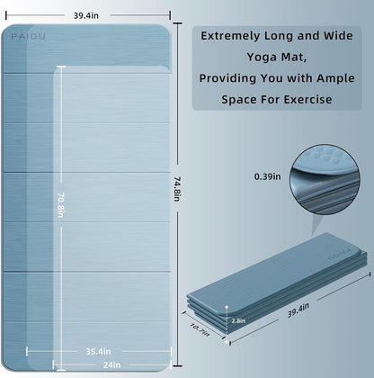 Foldable Yoga Mat 10MM Thick 75‘’x40‘“ Quick Fold Easy Storage