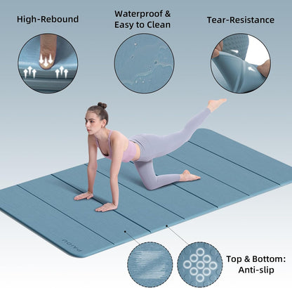 Foldable Yoga Mat 10MM Thick 75‘’x40‘“ Quick Fold Easy Storage