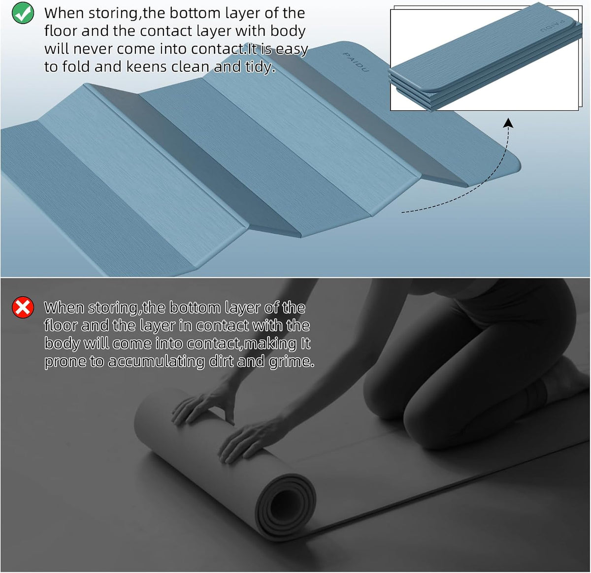 Foldable Yoga Mat 10MM Thick 75‘’x40‘“ Quick Fold Easy Storage