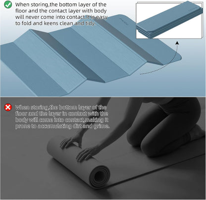 Foldable Yoga Mat 10MM Thick 75‘’x40‘“ Quick Fold Easy Storage