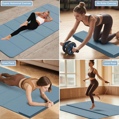 Foldable Yoga Mat 10MM Thick 75‘’x40‘“ Quick Fold Easy Storage