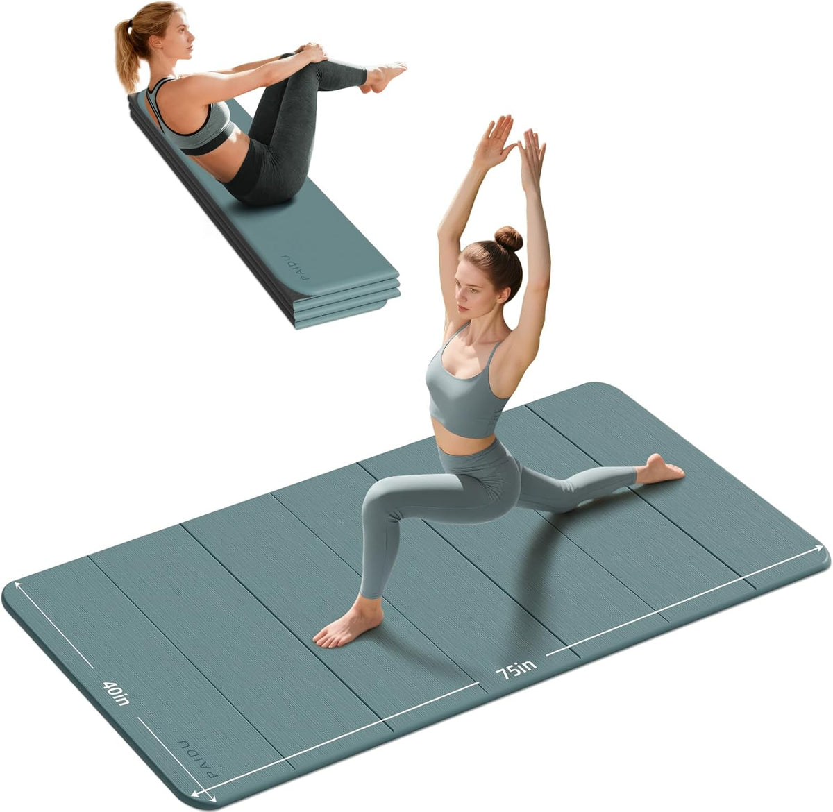 Foldable Yoga Mat 10MM Thick 75‘’x40‘“ Quick Fold Easy Storage