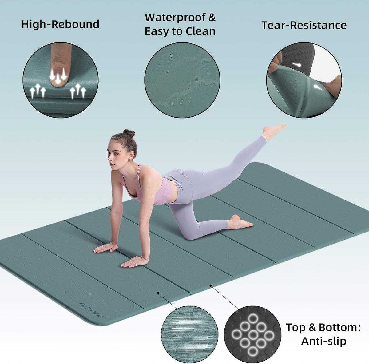 Foldable Yoga Mat 10MM Thick 75‘’x40‘“ Quick Fold Easy Storage