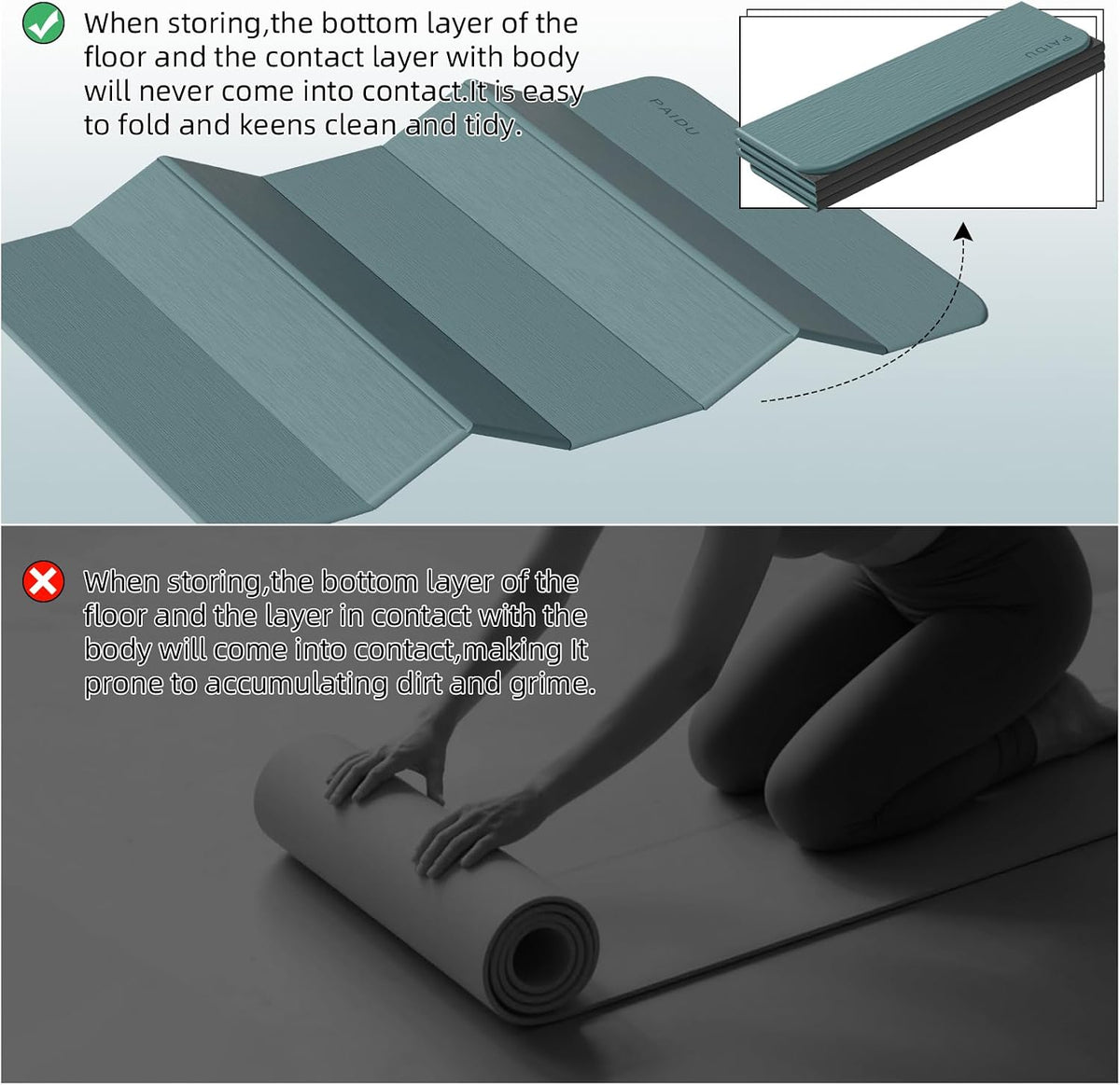 Foldable Yoga Mat 10MM Thick 75‘’x40‘“ Quick Fold Easy Storage