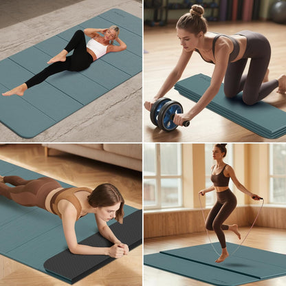 Foldable Yoga Mat 10MM Thick 75‘’x40‘“ Quick Fold Easy Storage