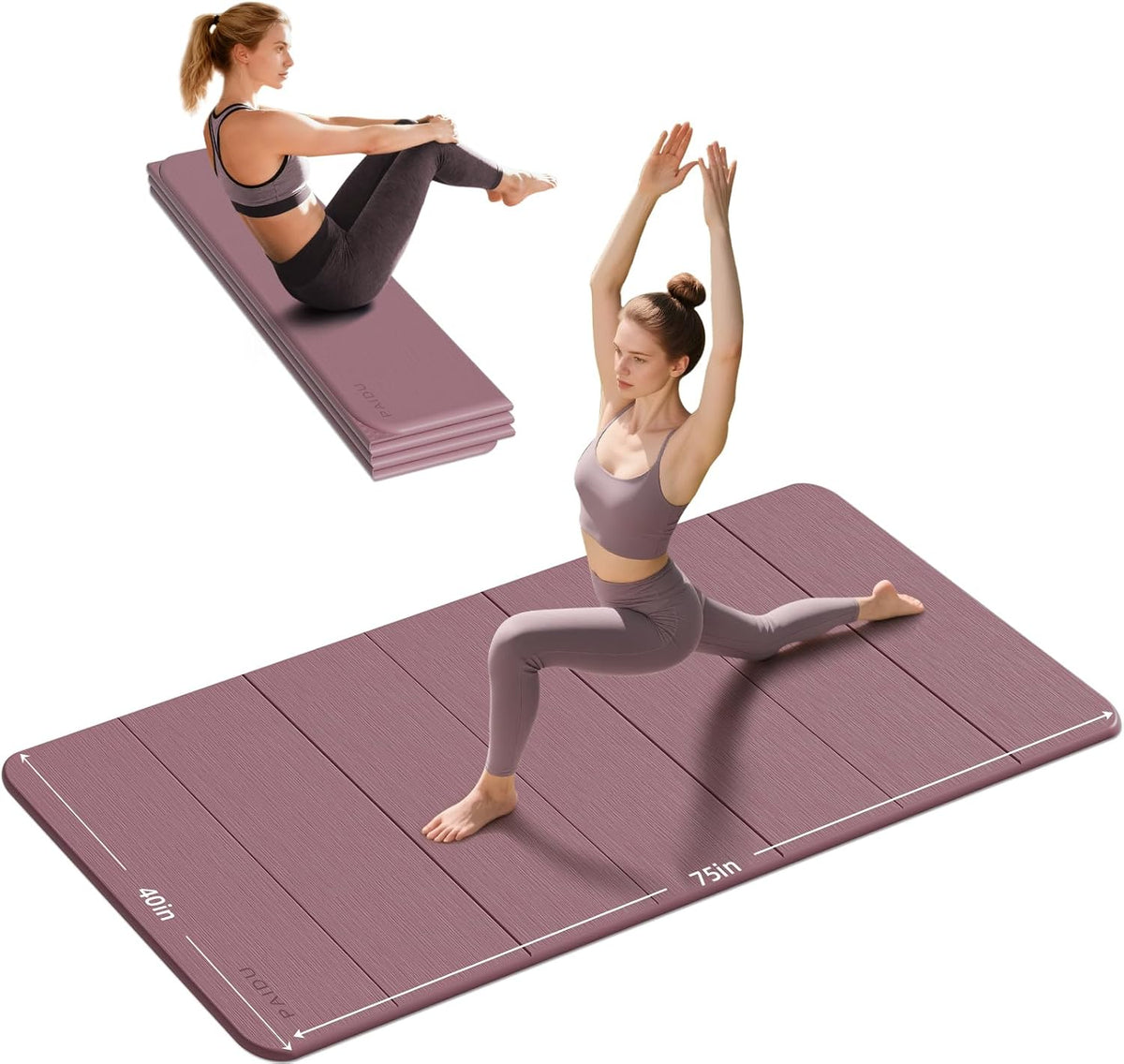 Foldable Yoga Mat 10MM Thick 75‘’x40‘“ Quick Fold Easy Storage