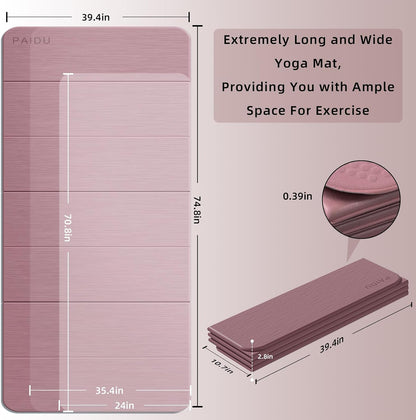 Foldable Yoga Mat 10MM Thick 75‘’x40‘“ Quick Fold Easy Storage
