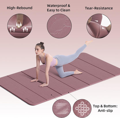 Foldable Yoga Mat 10MM Thick 75‘’x40‘“ Quick Fold Easy Storage