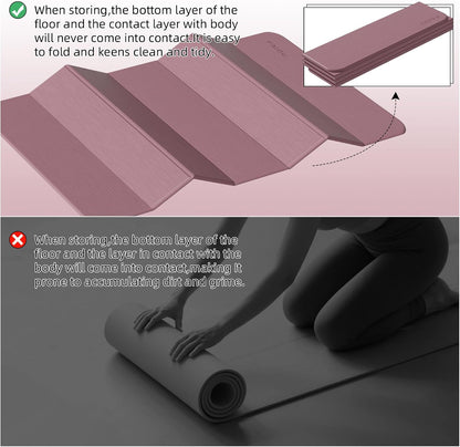 Foldable Yoga Mat 10MM Thick 75‘’x40‘“ Quick Fold Easy Storage
