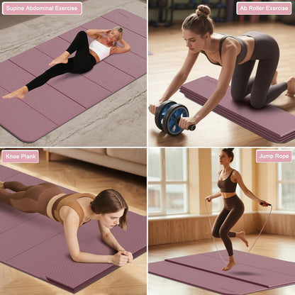 Foldable Yoga Mat 10MM Thick 75‘’x40‘“ Quick Fold Easy Storage