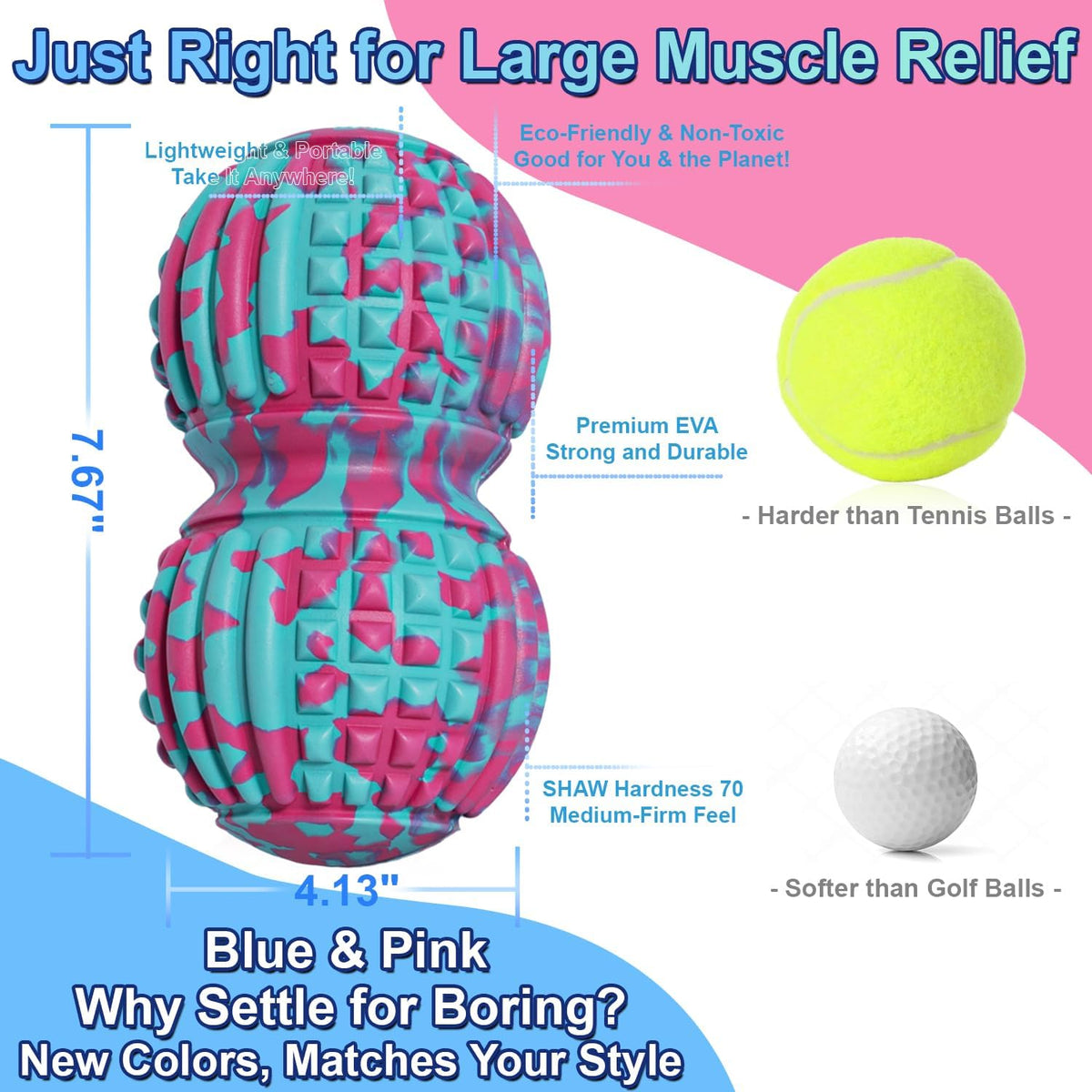 Deep Tissue Massage Ball for Exercise & Recovery - SGS Certification - Targets Back, Shoulder, Legs&Feet - Relieves Muscle Knots, Joint Pain&Tightness, Pressure Point Therapy- Myofascial Release Ball