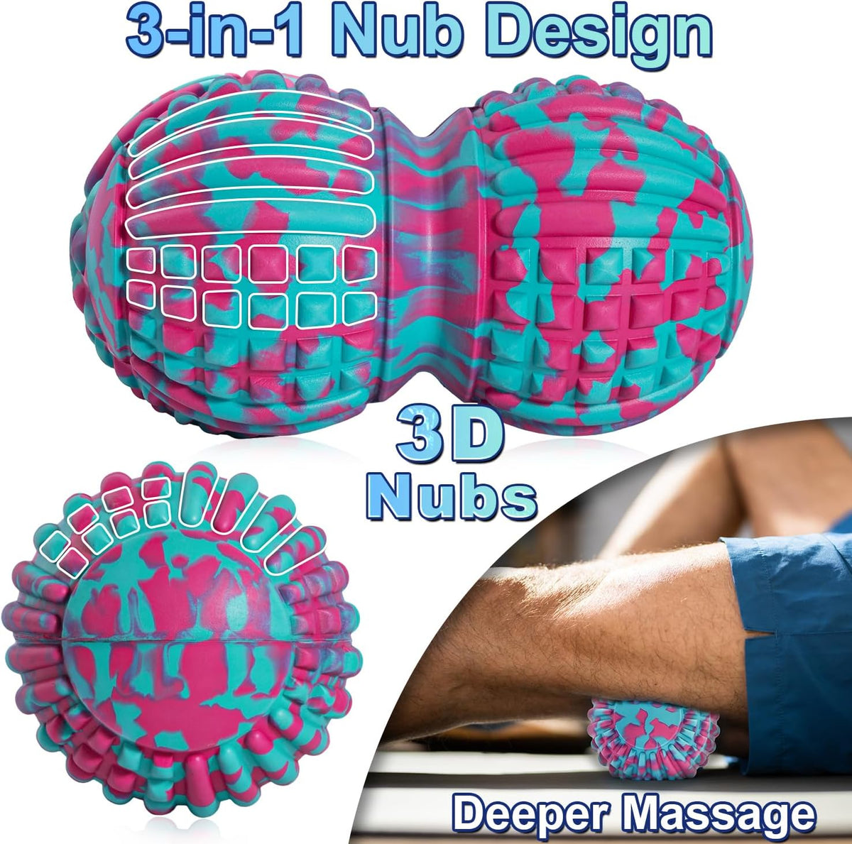 Deep Tissue Massage Ball for Exercise & Recovery - SGS Certification - Targets Back, Shoulder, Legs&Feet - Relieves Muscle Knots, Joint Pain&Tightness, Pressure Point Therapy- Myofascial Release Ball