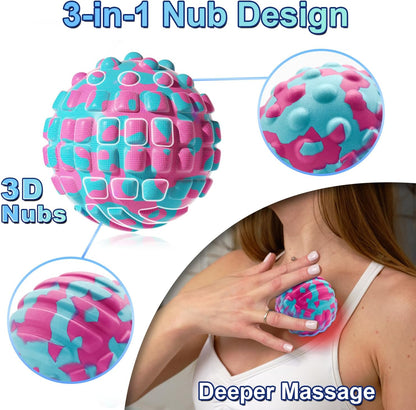 Deep Tissue Massage Ball for Exercise & Recovery - SGS Certification - Targets Back, Shoulder, Legs&Feet - Relieves Muscle Knots, Joint Pain&Tightness, Pressure Point Therapy- Myofascial Release Ball