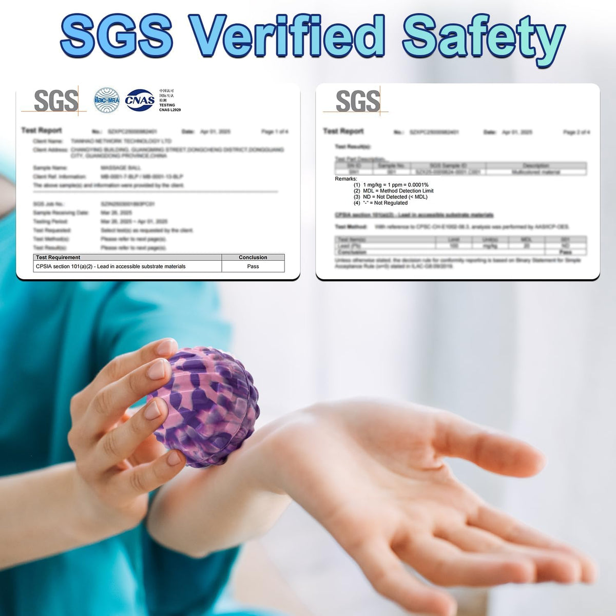 Deep Tissue Massage Ball for Exercise & Recovery - SGS Certification - Targets Back, Shoulder, Legs&Feet - Relieves Muscle Knots, Joint Pain&Tightness, Pressure Point Therapy- Myofascial Release Ball