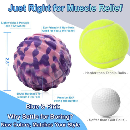 Deep Tissue Massage Ball for Exercise & Recovery - SGS Certification - Targets Back, Shoulder, Legs&Feet - Relieves Muscle Knots, Joint Pain&Tightness, Pressure Point Therapy- Myofascial Release Ball