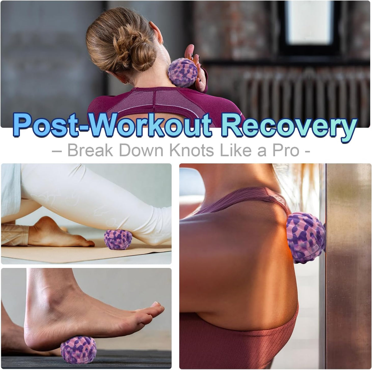 Deep Tissue Massage Ball for Exercise & Recovery - SGS Certification - Targets Back, Shoulder, Legs&Feet - Relieves Muscle Knots, Joint Pain&Tightness, Pressure Point Therapy- Myofascial Release Ball