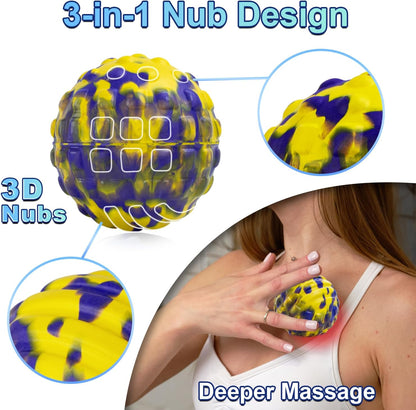Deep Tissue Massage Ball for Exercise & Recovery - SGS Certification - Targets Back, Shoulder, Legs&Feet - Relieves Muscle Knots, Joint Pain&Tightness, Pressure Point Therapy- Myofascial Release Ball