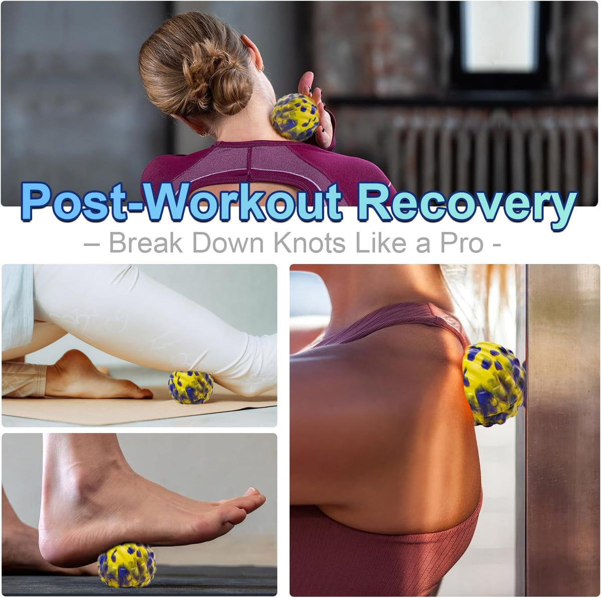 Deep Tissue Massage Ball for Exercise & Recovery - SGS Certification - Targets Back, Shoulder, Legs&Feet - Relieves Muscle Knots, Joint Pain&Tightness, Pressure Point Therapy- Myofascial Release Ball