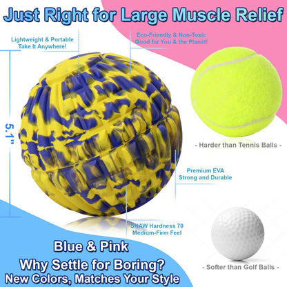 Deep Tissue Massage Ball for Exercise & Recovery - SGS Certification - Targets Back, Shoulder, Legs&Feet - Relieves Muscle Knots, Joint Pain&Tightness, Pressure Point Therapy- Myofascial Release Ball