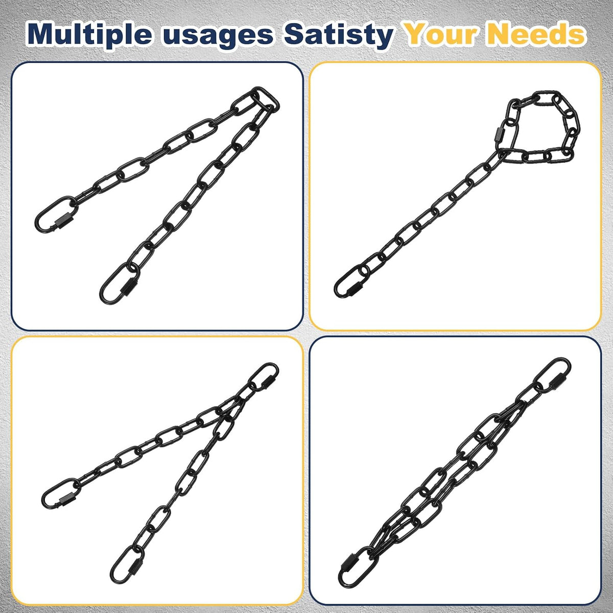 2 Pcs Gate Hanging Chain Lock 30 in x 2.5mm Dia Alloy Steel Black