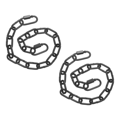 2 Pcs Gate Hanging Chain Lock 30 in x 2.5mm Dia Alloy Steel Black
