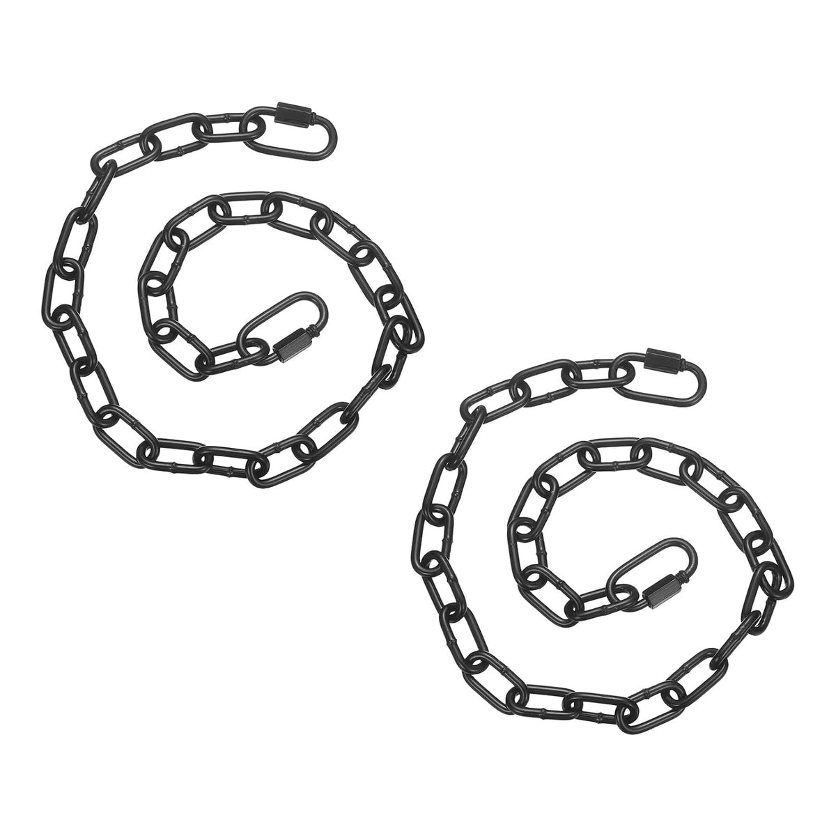 2 Pcs Gate Hanging Chain Lock 30 in x 2.5mm Dia Alloy Steel Black