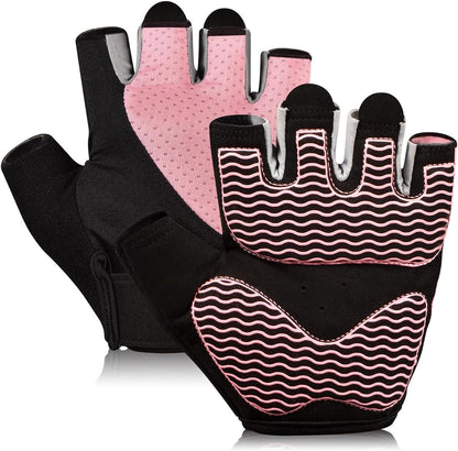 Workout Gloves for Women - Breathable Weight Lifting Gloves with Non-Slip Silicone Padding, Fingerless Gym Gloves for Cycling, Rowing, Pull Ups & Training (4 Sizes)