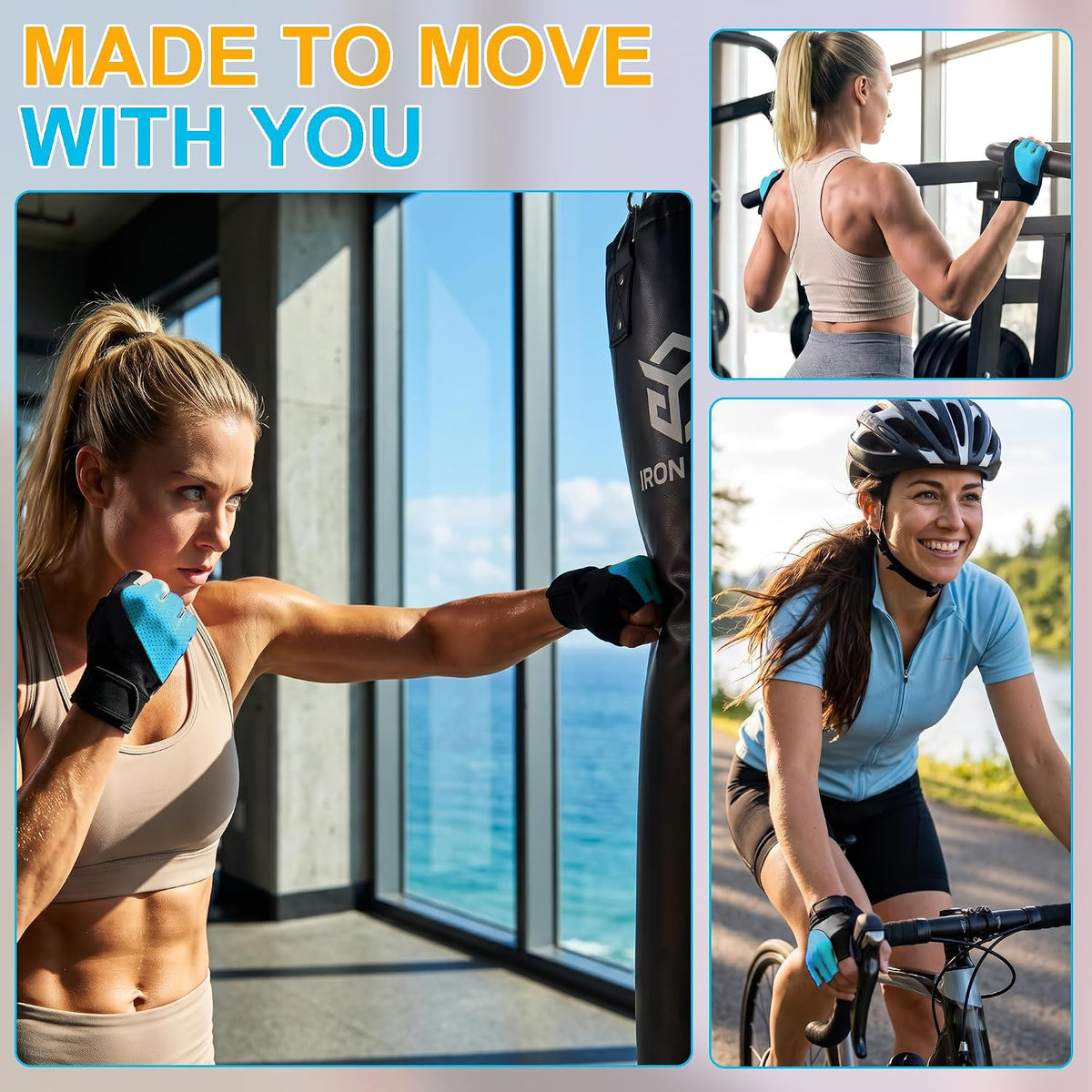 Workout Gloves for Women - Breathable Weight Lifting Gloves with Non-Slip Silicone Padding, Fingerless Gym Gloves for Cycling, Rowing, Pull Ups & Training (4 Sizes)