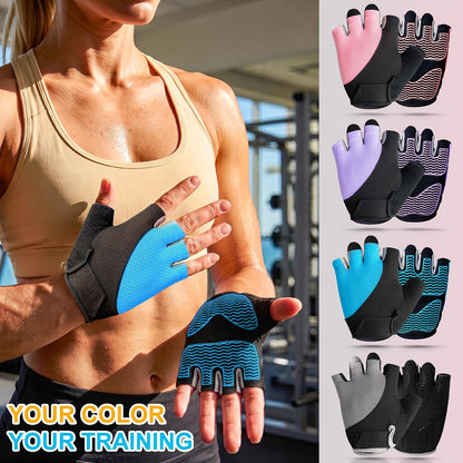 Workout Gloves for Women - Breathable Weight Lifting Gloves with Non-Slip Silicone Padding, Fingerless Gym Gloves for Cycling, Rowing, Pull Ups & Training (4 Sizes)