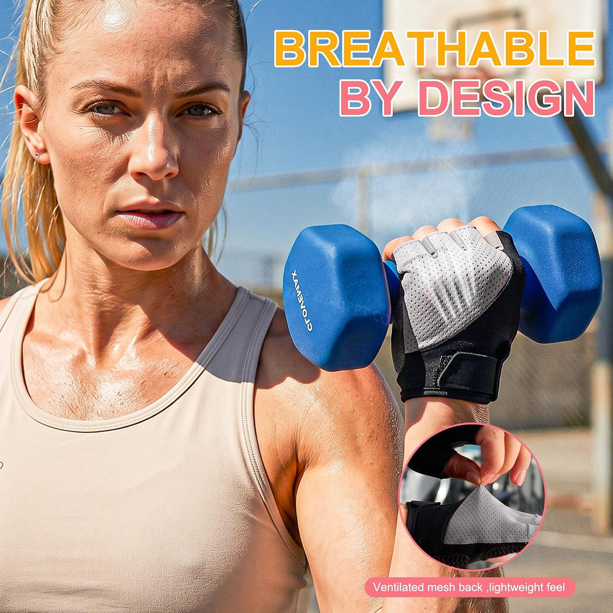 Workout Gloves for Women - Breathable Weight Lifting Gloves with Non-Slip Silicone Padding, Fingerless Gym Gloves for Cycling, Rowing, Pull Ups & Training (4 Sizes)