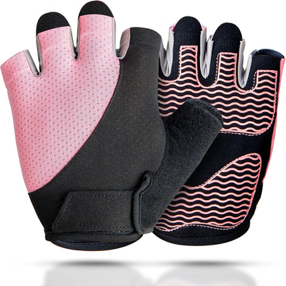 Workout Gloves for Women - Breathable Weight Lifting Gloves with Non-Slip Silicone Padding, Fingerless Gym Gloves for Cycling, Rowing, Pull Ups & Training (4 Sizes)