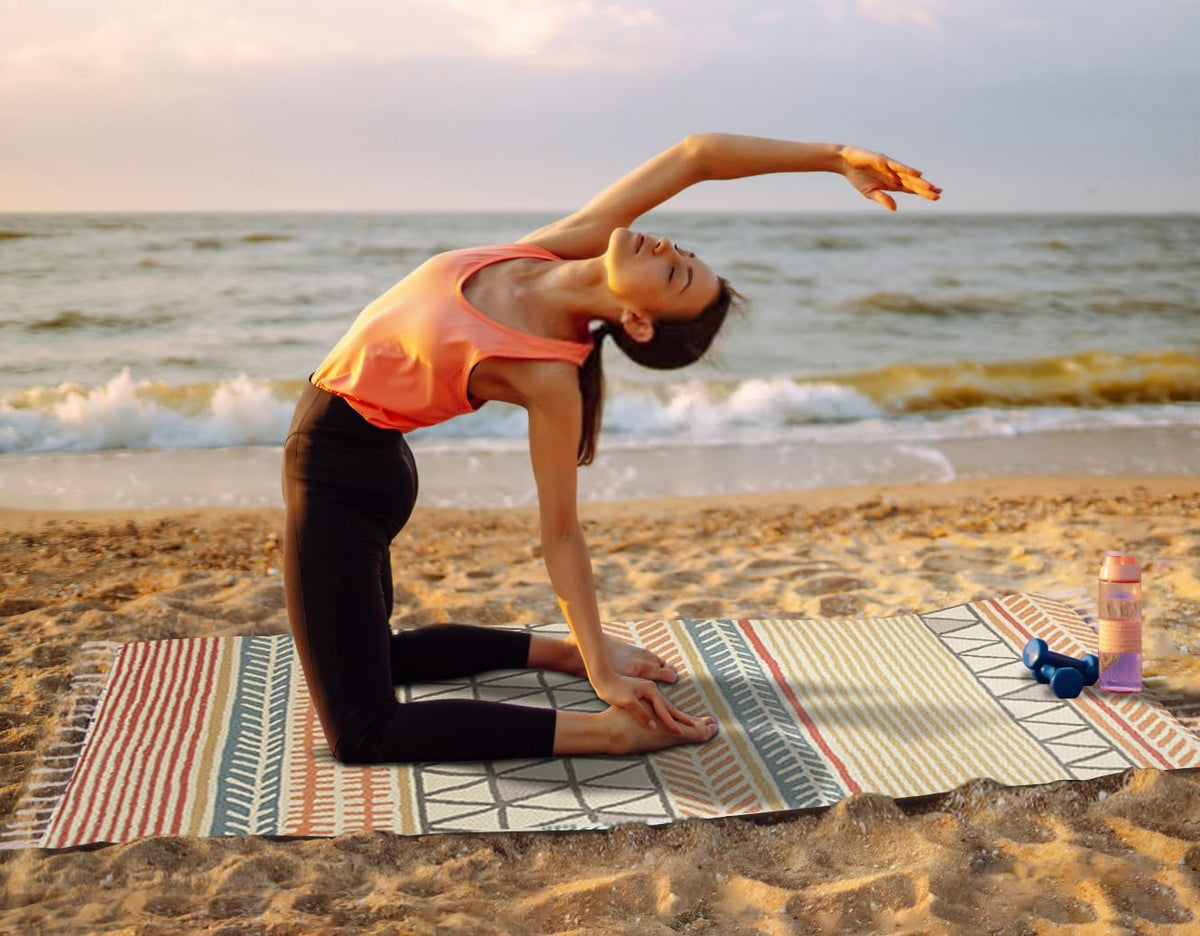 Handmade Organic Yoga Mat made with Organic Cotton Yoga Mat - Non Slip Hand-Woven Foldable Yoga Rug Provides Excellent Comfort, Traction & Support for Indoor & Outdoor Use - 24 x 72 Inches