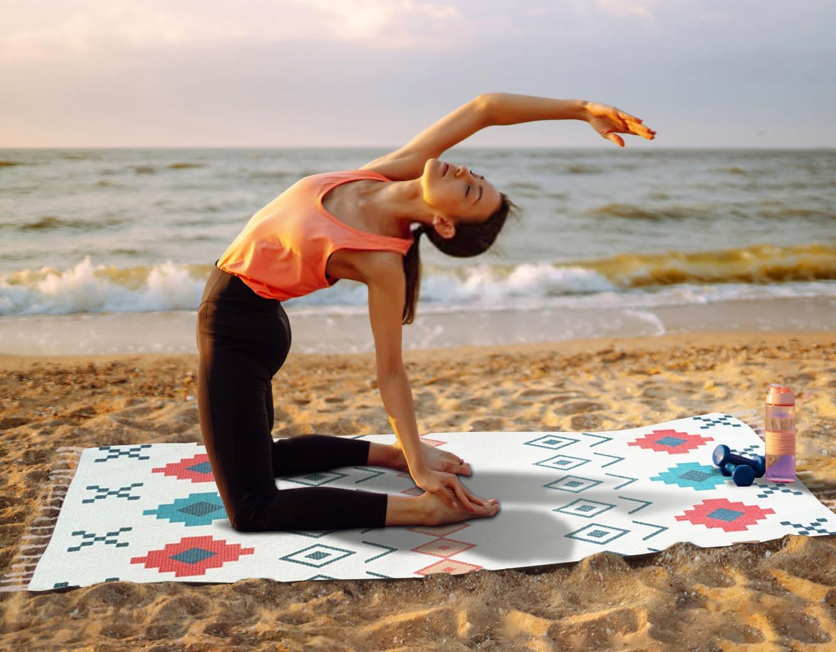 Handmade Organic Yoga Mat made with Organic Cotton Yoga Mat - Non Slip Hand-Woven Foldable Yoga Rug Provides Excellent Comfort, Traction & Support for Indoor & Outdoor Use - 24 x 72 Inches