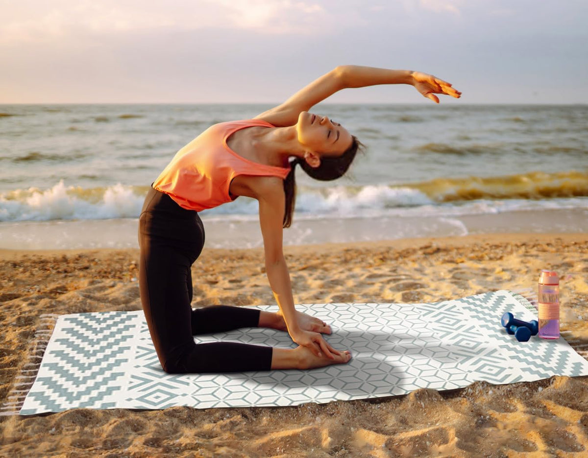 Handmade Organic Yoga Mat made with Organic Cotton Yoga Mat - Non Slip Hand-Woven Foldable Yoga Rug Provides Excellent Comfort, Traction & Support for Indoor & Outdoor Use - 24 x 72 Inches