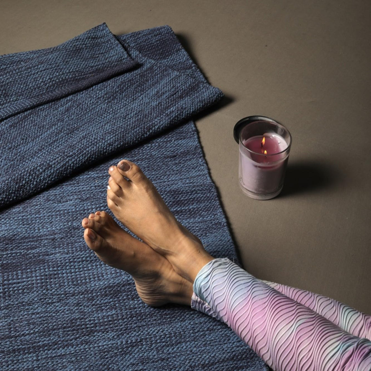 Organic Cotton Yoga Mat Extra Thich Mat for Fitness 72"L x 24"W Inches Highly Absorbent Reversible Yoga Rug Tie Dye Yoga Mat for Exercise Travel Mat for Indoor/Outdoor Use Handloomed Meditation Mat