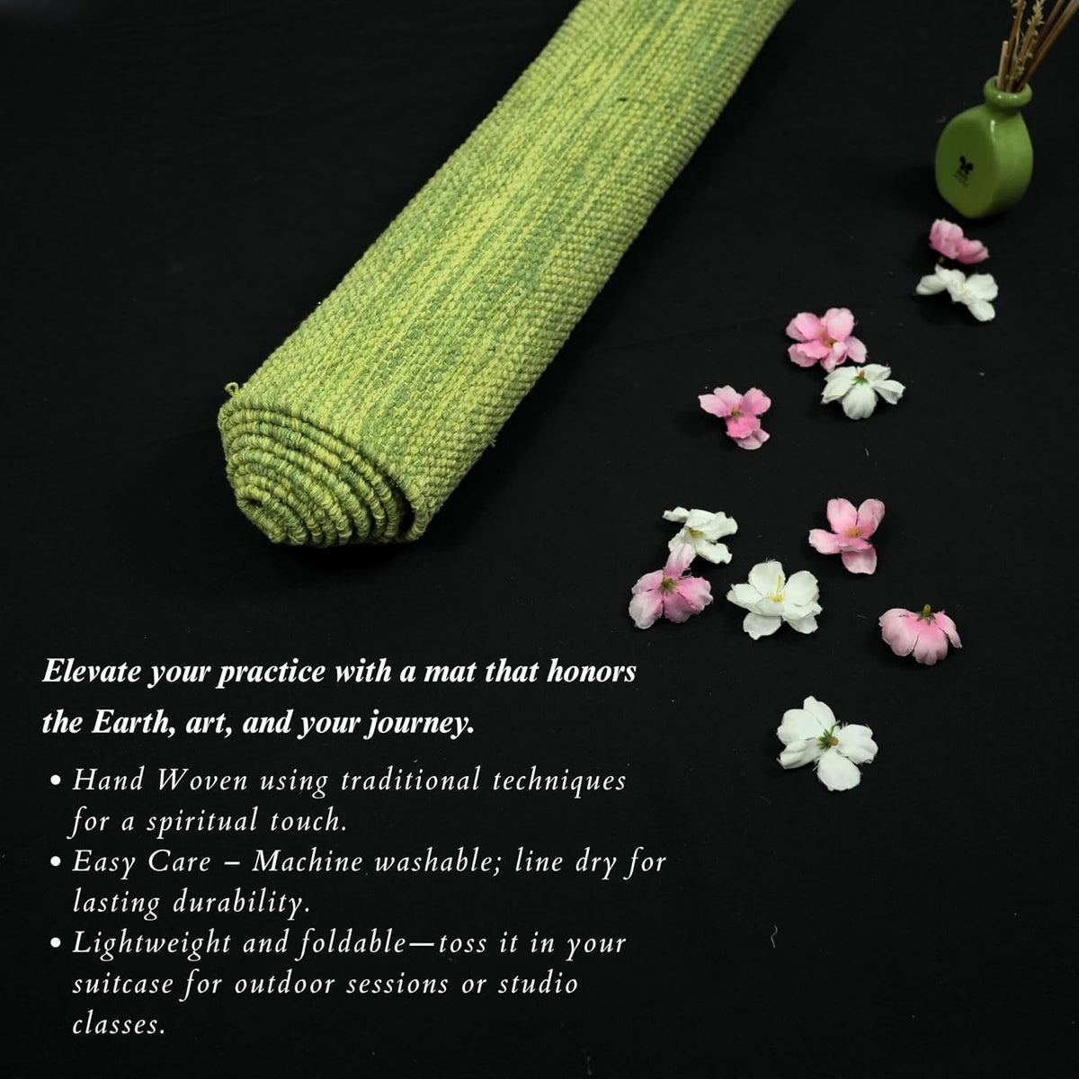 Organic Cotton Yoga Mat Extra Thich Mat for Fitness 72"L x 24"W Inches Highly Absorbent Reversible Yoga Rug Tie Dye Yoga Mat for Exercise Travel Mat for Indoor/Outdoor Use Handloomed Meditation Mat