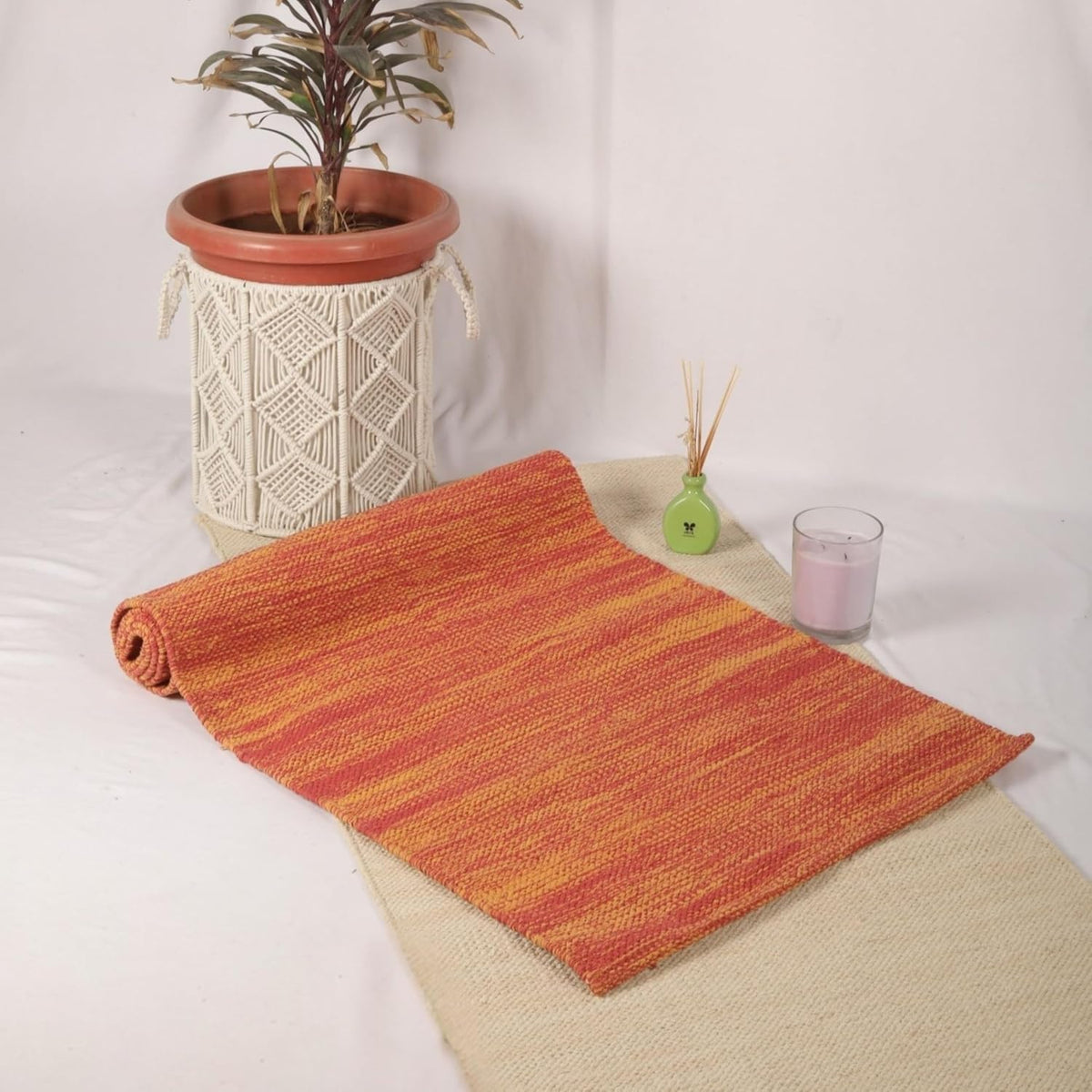 Organic Cotton Yoga Mat Extra Thich Mat for Fitness 72"L x 24"W Inches Highly Absorbent Reversible Yoga Rug Tie Dye Yoga Mat for Exercise Travel Mat for Indoor/Outdoor Use Handloomed Meditation Mat