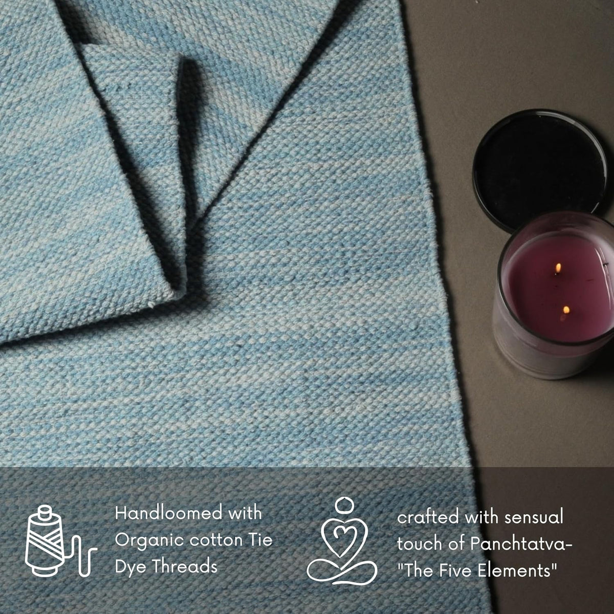 Organic Cotton Yoga Mat Extra Thich Mat for Fitness 72"L x 24"W Inches Highly Absorbent Reversible Yoga Rug Tie Dye Yoga Mat for Exercise Travel Mat for Indoor/Outdoor Use Handloomed Meditation Mat