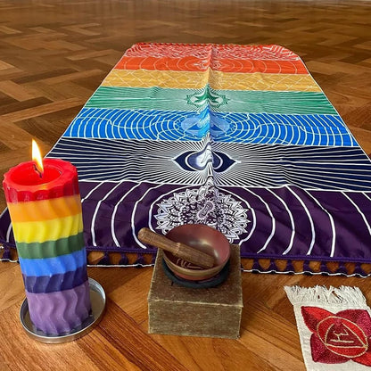 Mexican Yoga Mat Beach Picnic Blanket Chakra Meditation Mat Yoga Rug Sunscreen Shawl Chakra Wall Tapestry Decor Boho Pilates 59 in (Polyester Fibre)