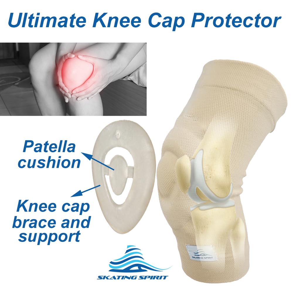 Gel Knee Pads (1 Pair), Cushion and Support Knee Cap for Dancing Figure Skating Gymnastic, Youth and Adult (Medium) Beige