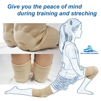 Gel Knee Pads (1 Pair), Cushion and Support Knee Cap for Dancing Figure Skating Gymnastic, Youth and Adult (Medium) Beige