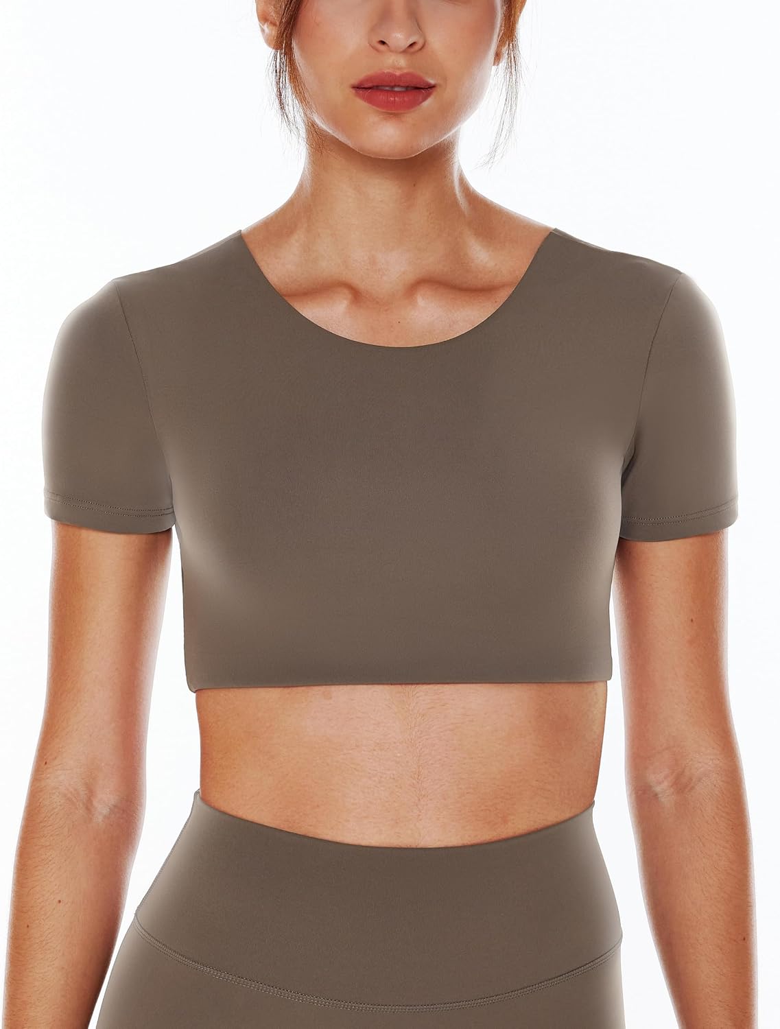 Women's Open Back Workout Crop Tops Short Sleeve Backless Bra