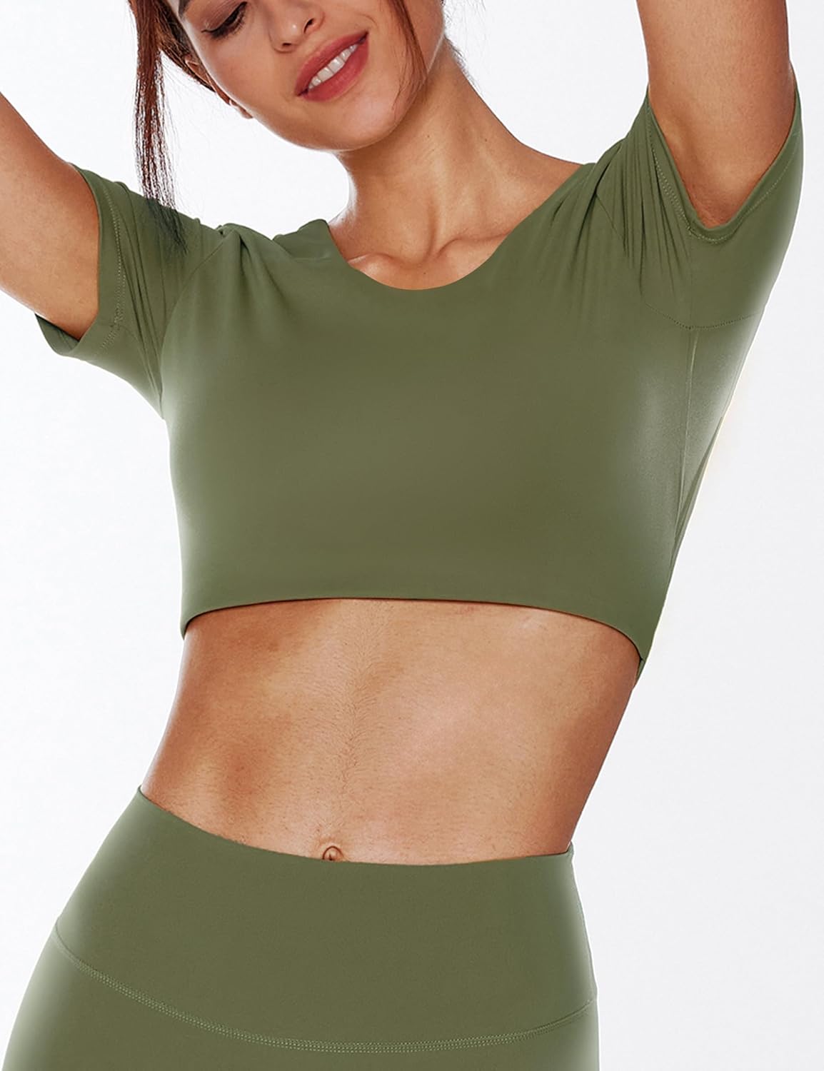 Women's Open Back Workout Crop Tops Short Sleeve Backless Bra